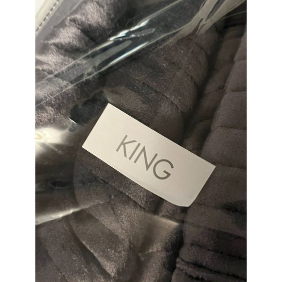 Hudson Park Collection Textured Velvet Coverlet, King Drak Gray New MSRP $565 - Picture 6 of 9
